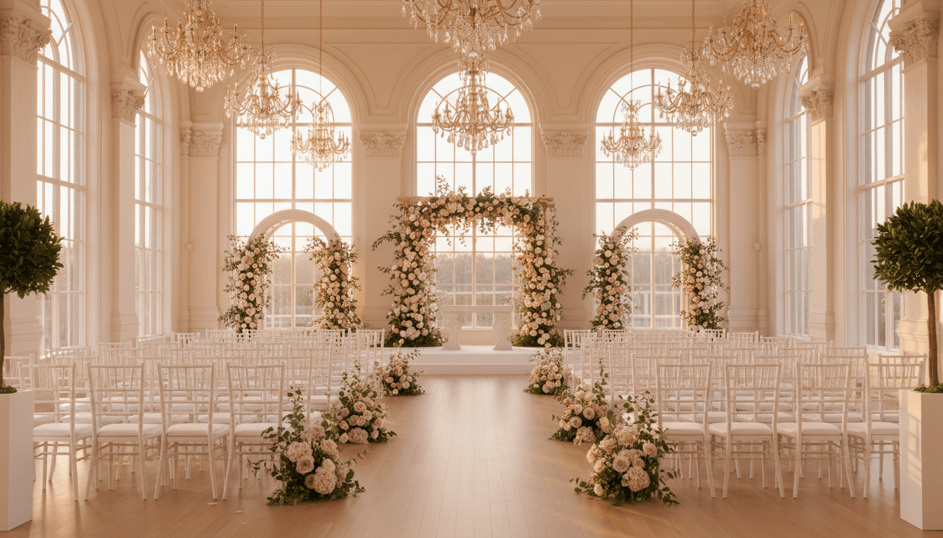 Cão elegantemente preparado para cerimónia de casamento com acessórios temáticos